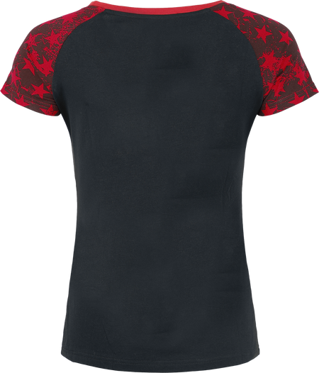 T-Shirt Manches courtes  de RED by EMP - T-Shirt Manches Raglan Étoilé - S à XXL - pour Femme - noir/rouge - RED by EMP - View 2
