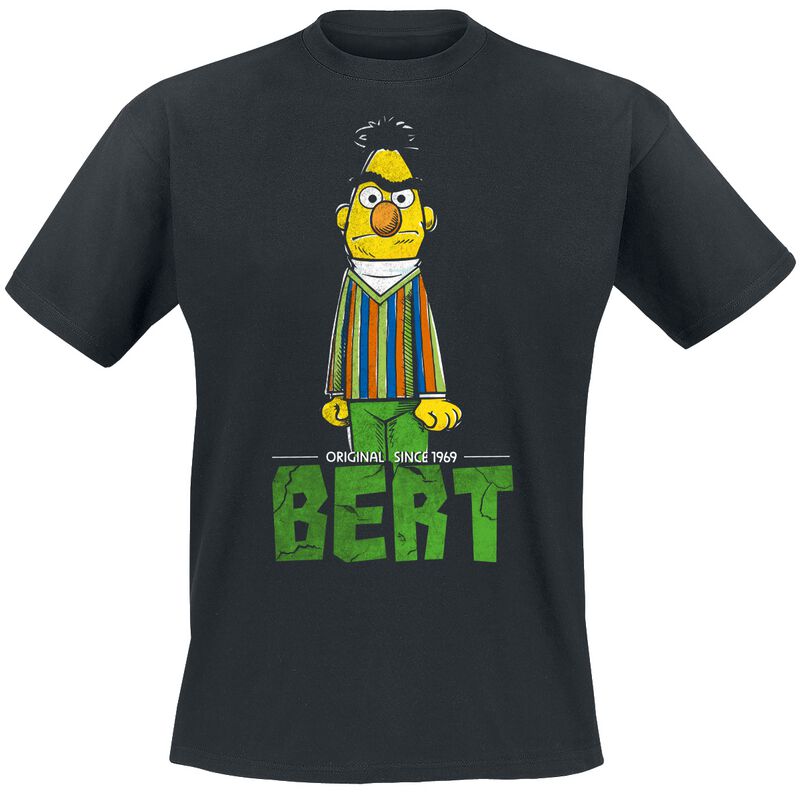 T-Shirt Manches courtes  de Sesame Street - Bert - S à 5XL - pour Homme - noir - Sesame Street