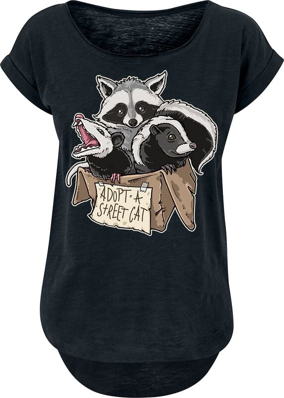 T-Shirt Manches courtes Fun de Tierisch - Adopt A Street Cat - S à XXL - pour Femme - noir - Tierisch