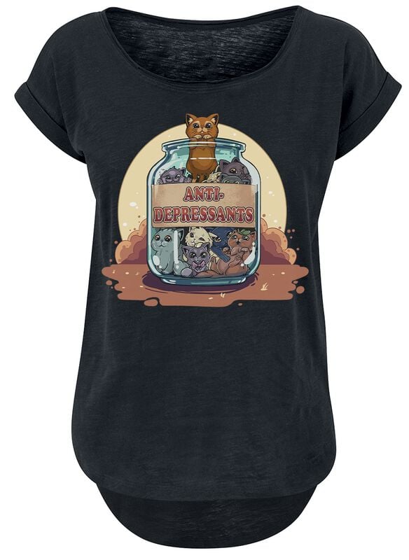T-Shirt Manches courtes Fun de Tierisch - Anti Depressants - S à XXL - pour Femme - noir - Tierisch