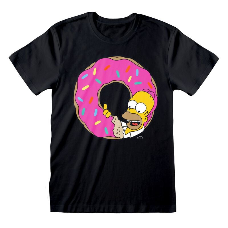T-Shirt Manches courtes  de Les Simpson - Donut - S à XL - pour Unisexe - noir - Les Simpson