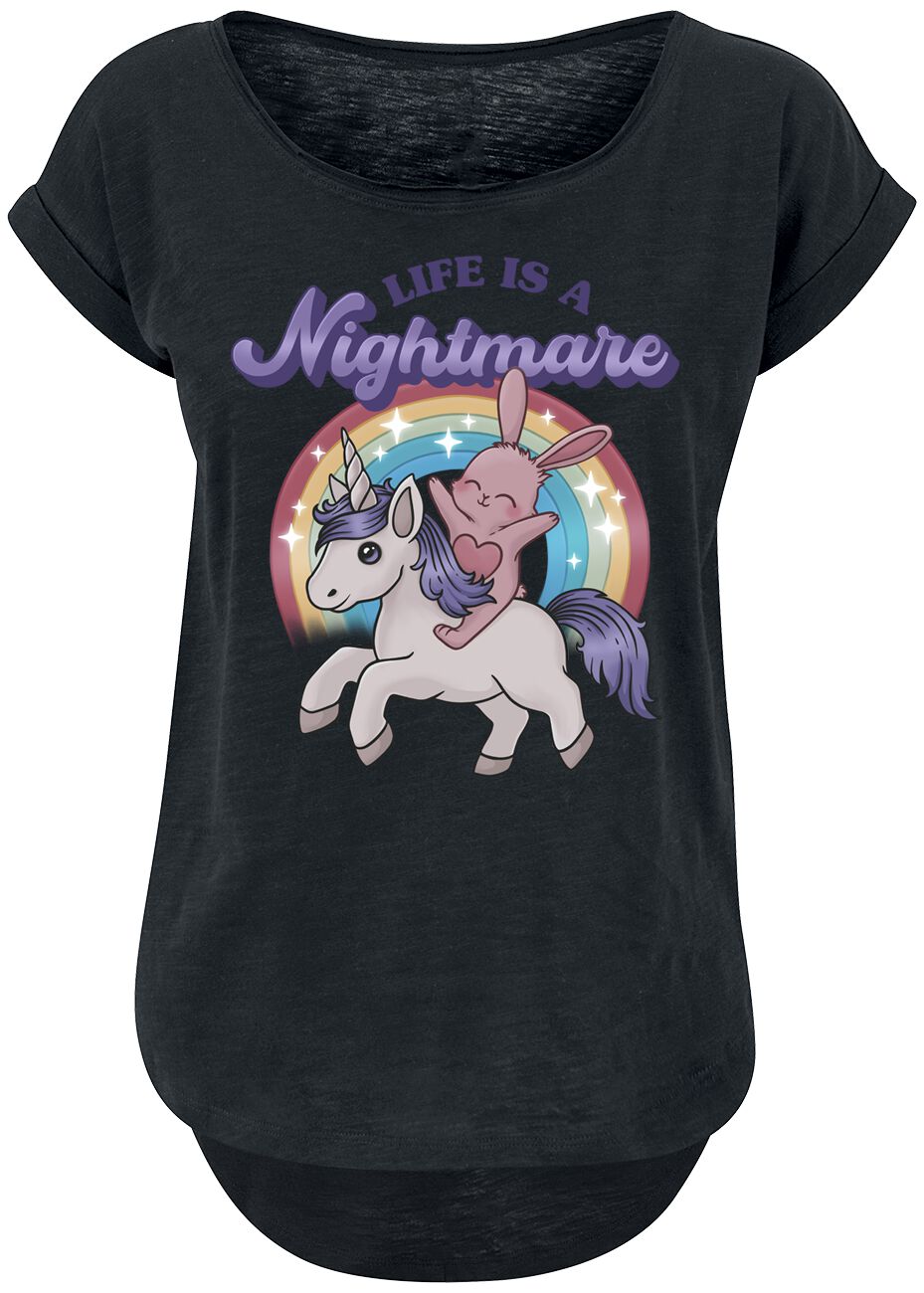 T-Shirt Manches courtes Unicorn de Tierisch - Life Is A Nightmare - S à L - pour Femme - noir - Tierisch