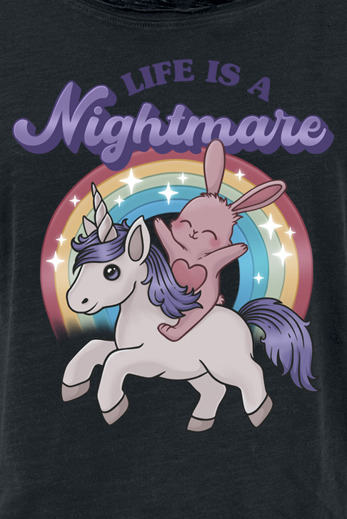 T-Shirt Manches courtes Unicorn de Tierisch - Life Is A Nightmare - S à L - pour Femme - noir - Tierisch - View 2
