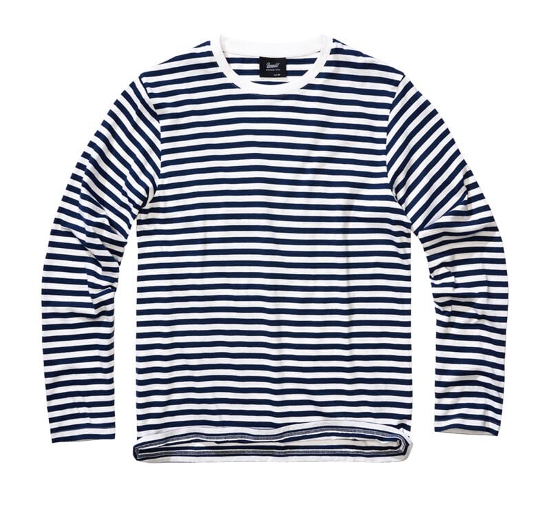 T-shirt manches longues  de Brandit - Haut Manches Longues - XL à XXL - pour Homme - bleu marine/blanc - Brandit