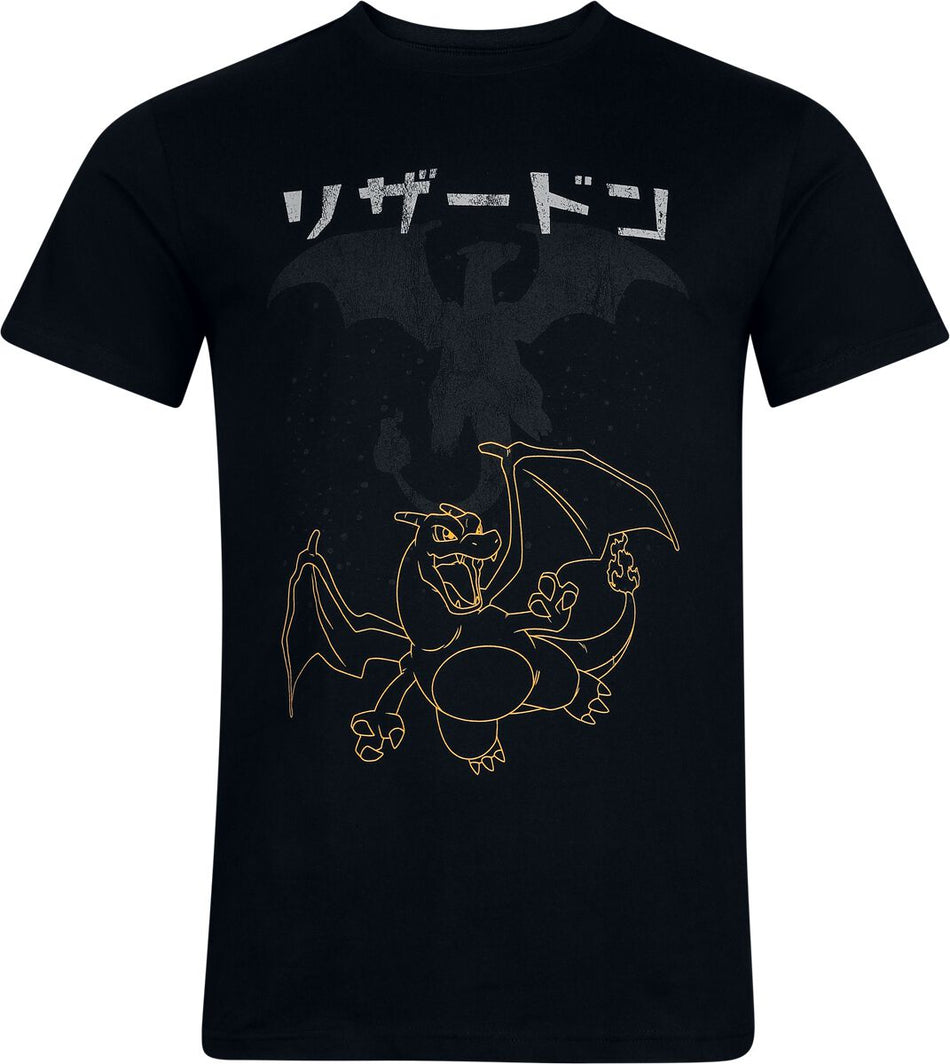 T-Shirt Manches courtes Gaming de Pokémon - Dracaufeu - S à XL - pour Homme - noir - Pokémon