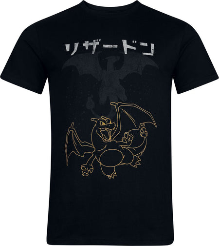 T-Shirt Manches courtes Gaming de Pokémon - Dracaufeu - S à XXL - pour Homme - noir - Pokémon