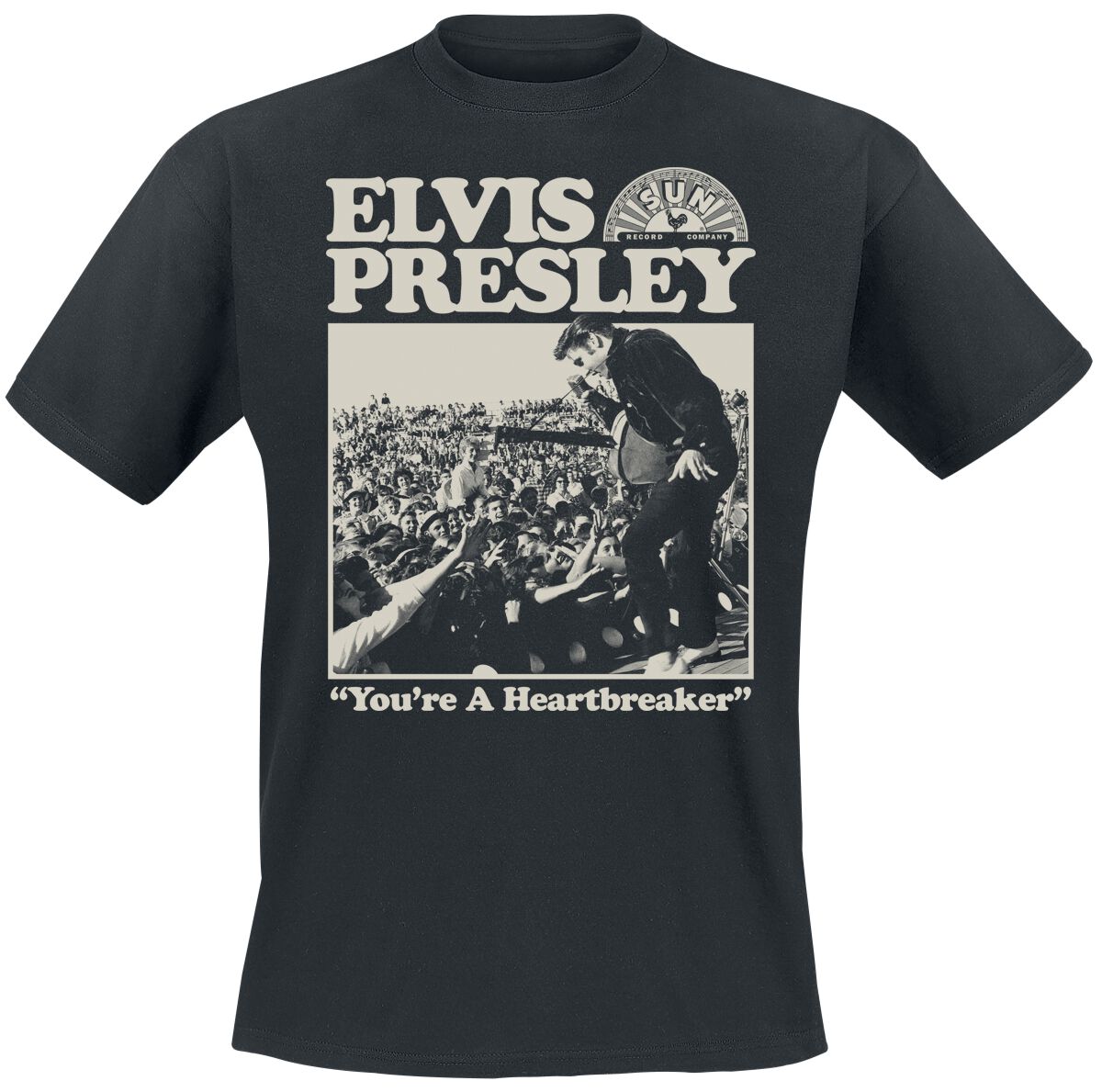 T-Shirt Manches courtes  de Elvis Presley - Heartbreaker - S à 3XL - pour Homme - noir - Elvis Presley
