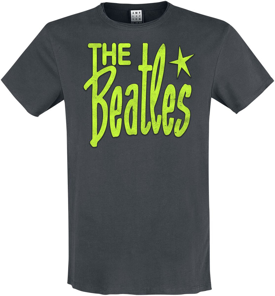 T-Shirt Manches courtes  de The Beatles - Amplified Collection - Retro Logo Neon Green - S à XXL - pour Homme - anthracite - The Beatles