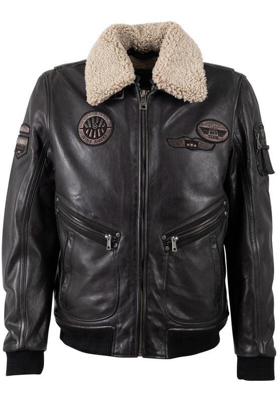 Veste en cuir  de Mauritius - MMStarpilot - S à XL - pour Homme - noir - Mauritius