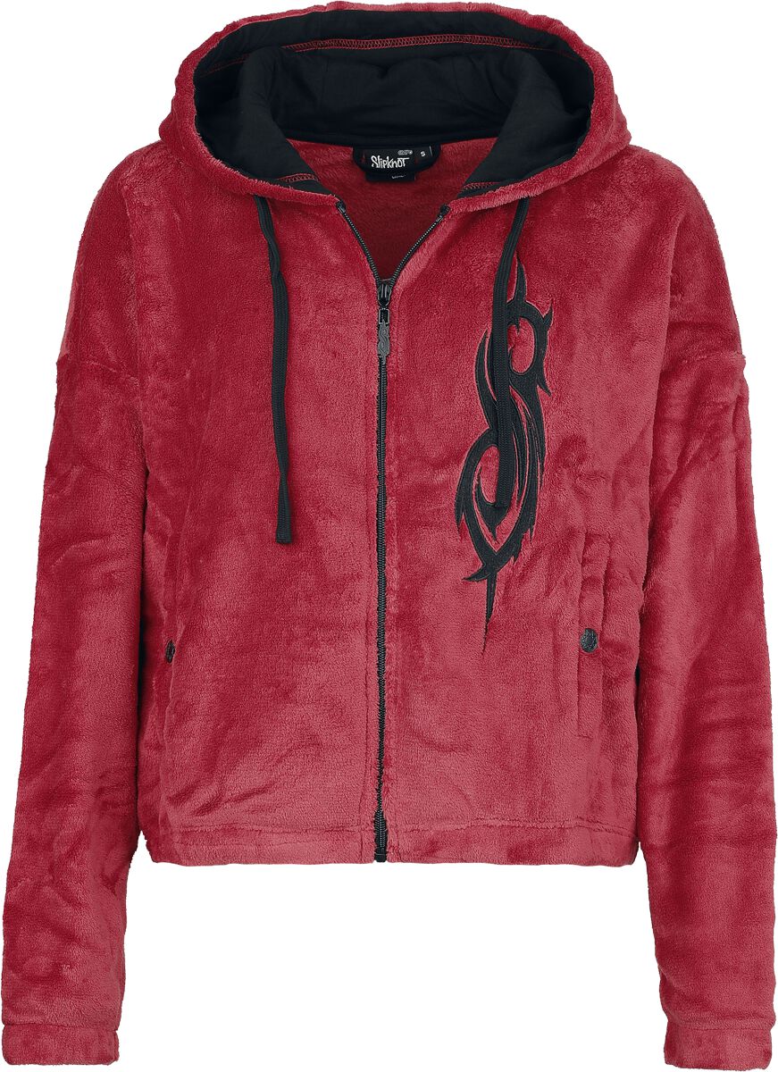 Sweat-shirt zippé à capuche  de Slipknot - EMP Signature Collection - S à XXL - pour Femme - rouge/noir - Slipknot