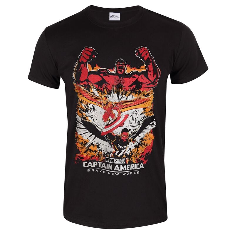 T-Shirt Manches courtes  de Captain America Brave new World - Montage - S à XXL - pour Homme - noir - Captain America Brave new World
