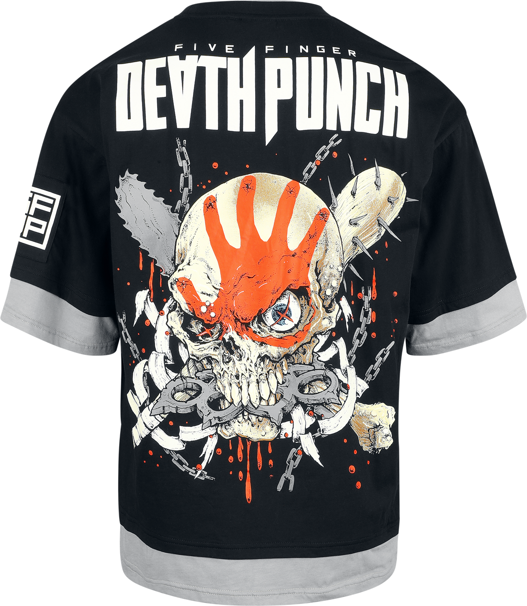 T-Shirt Manches courtes  de Five Finger Death Punch - EMP Signature Collection - Oversize - S à 3XL - pour Homme - noir/gris - Five Finger Death Punch - View 2