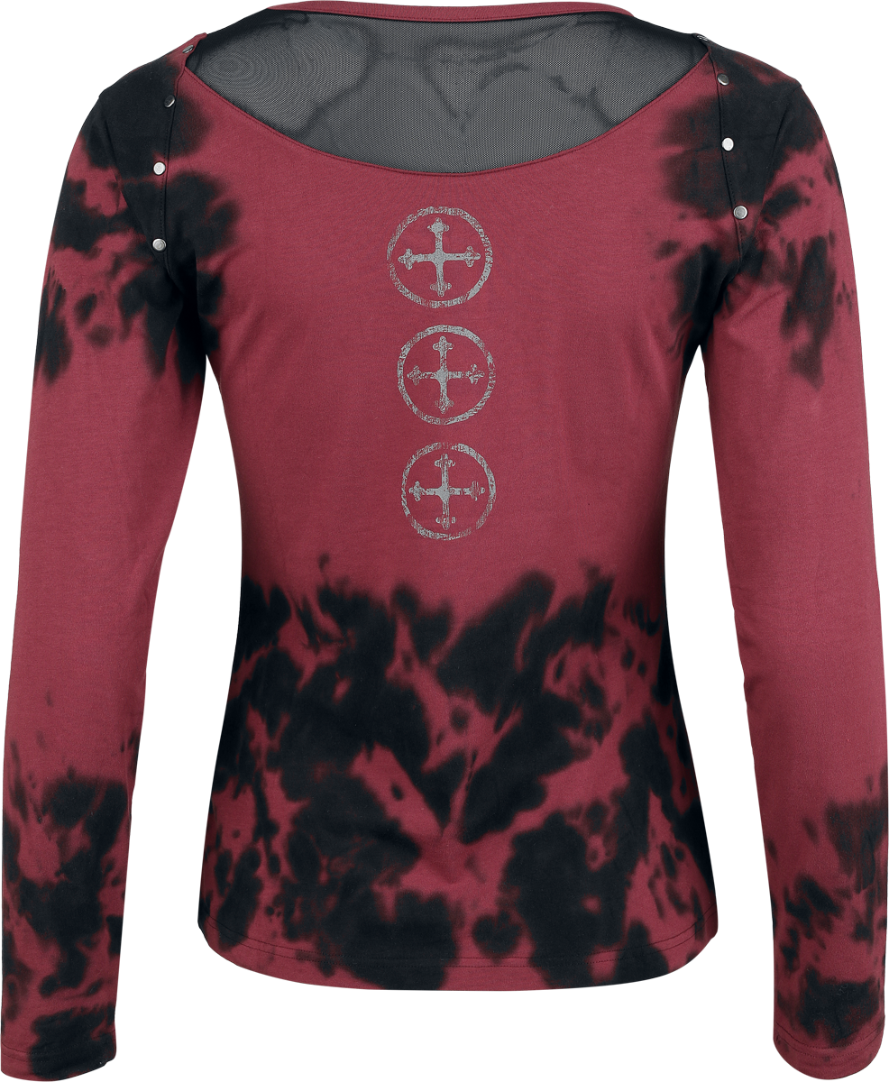 T-shirt manches longues  de Rock Rebel by EMP - Skulls & Details - S à XXL - pour Femme - rouge/noir - Rock Rebel by EMP - View 2