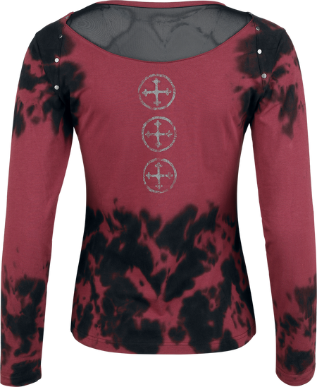 T-shirt manches longues  de Rock Rebel by EMP - Skulls & Details - S à XXL - pour Femme - rouge/noir - Rock Rebel by EMP - View 2