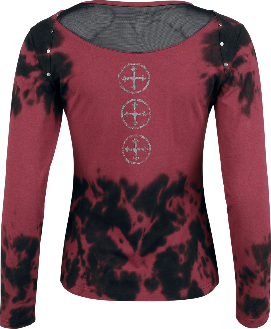 T-shirt manches longues  de Rock Rebel by EMP - Skulls & Details - S à XXL - pour Femme - rouge/noir - Rock Rebel by EMP - View 2