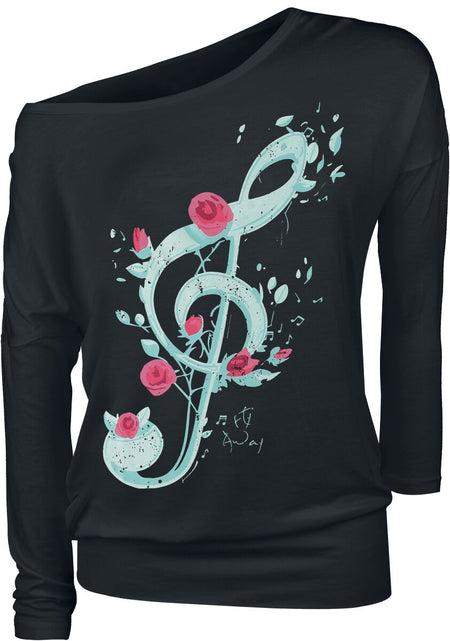 T-shirt manches longues  de Full Volume by EMP - Music and Roses - S à XXL - pour Femme - noir - Full Volume by EMP