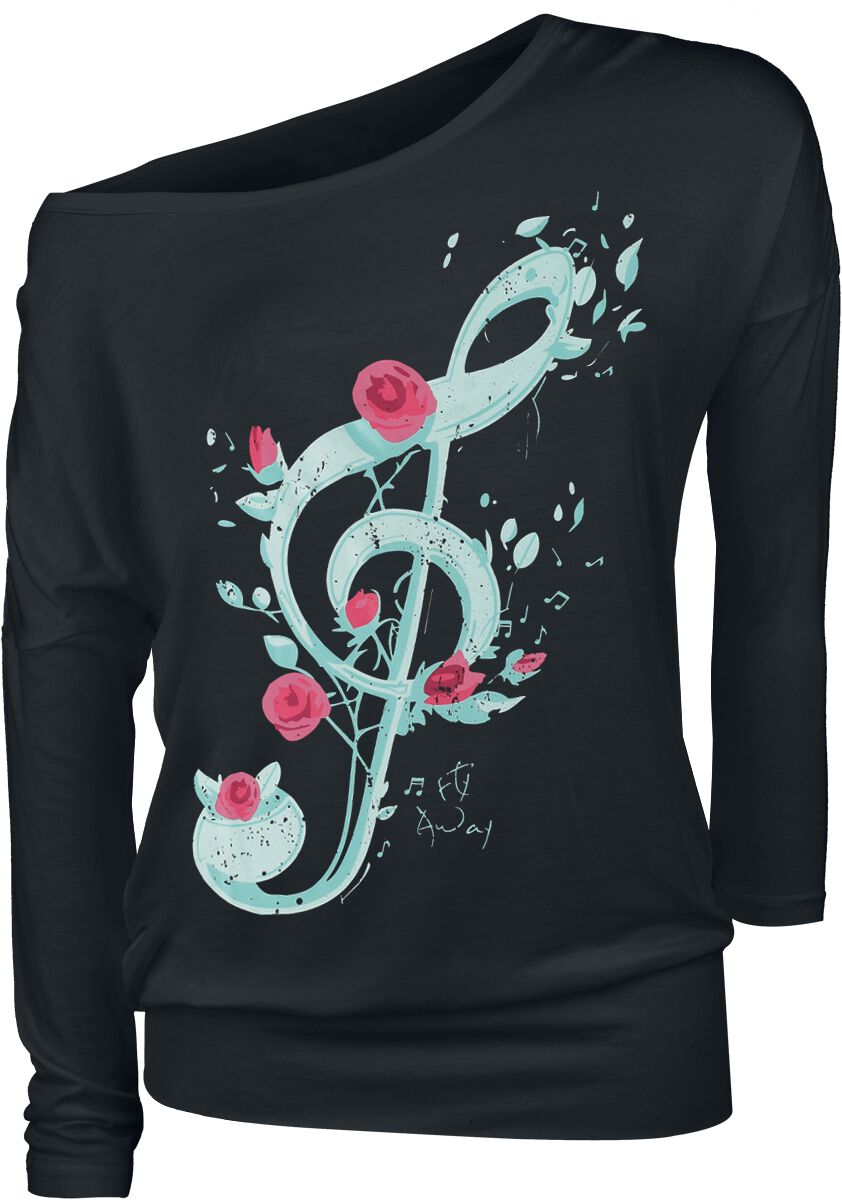 T-shirt manches longues  de Full Volume by EMP - Music and Roses - S à XXL - pour Femme - noir - Full Volume by EMP