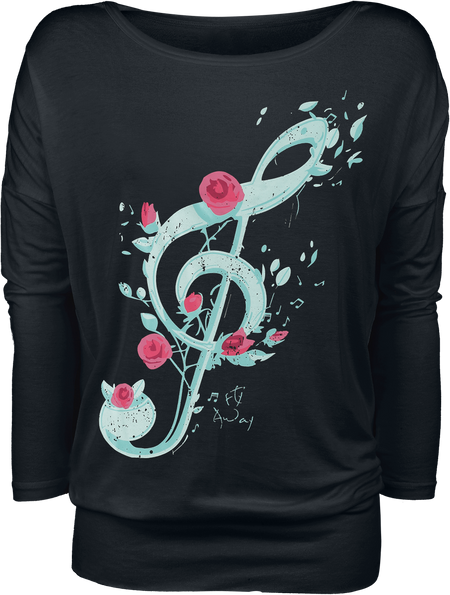 T-shirt manches longues  de Full Volume by EMP - Music and Roses - S à XXL - pour Femme - noir - Full Volume by EMP - View 2