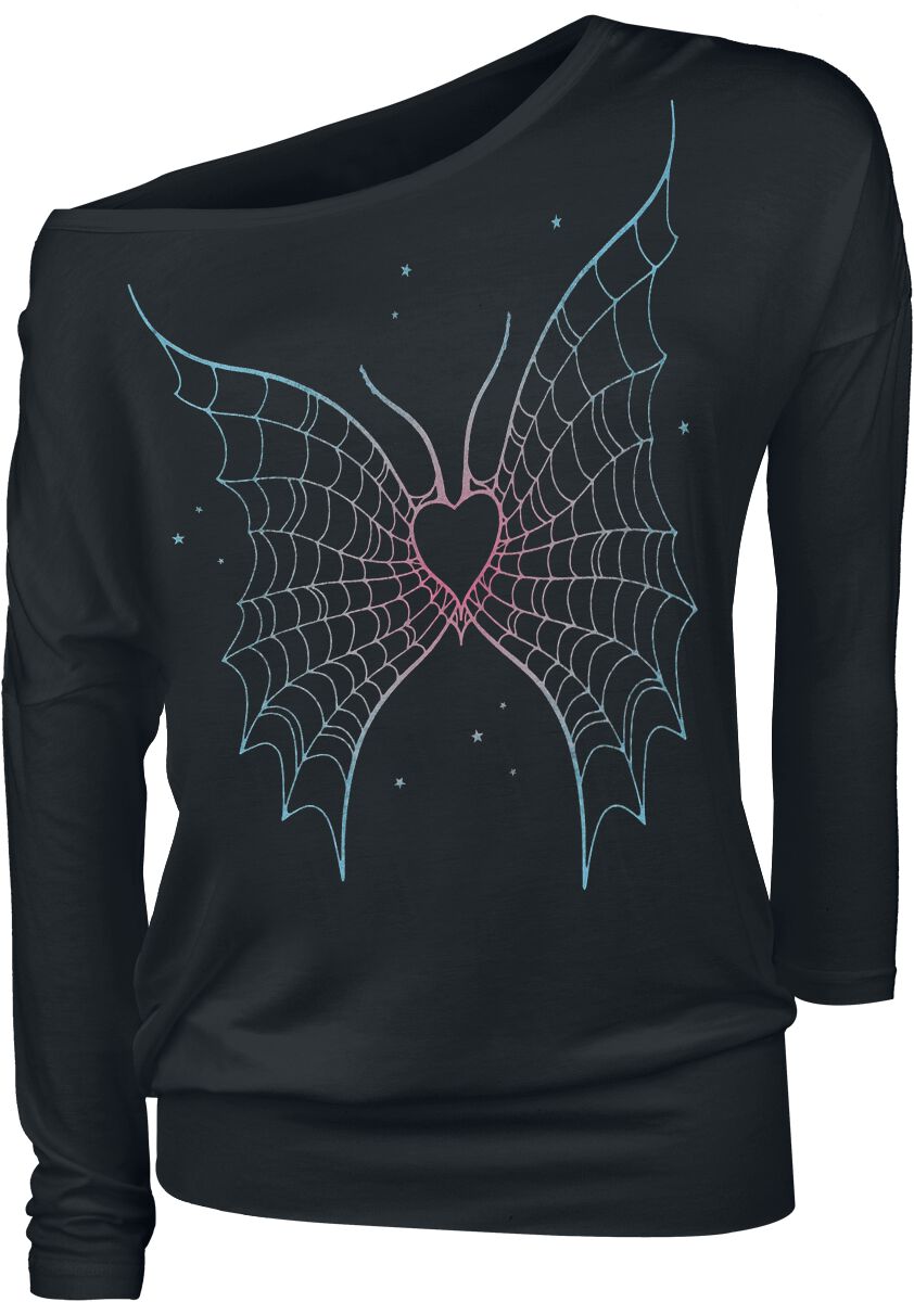 T-shirt manches longues  de Full Volume by EMP - Cœur & Toile d'Araignée - S à XXL - pour Femme - noir - Full Volume by EMP