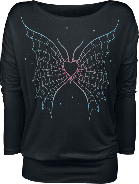 T-shirt manches longues  de Full Volume by EMP - Cœur & Toile d'Araignée - S à XXL - pour Femme - noir - Full Volume by EMP - View 2