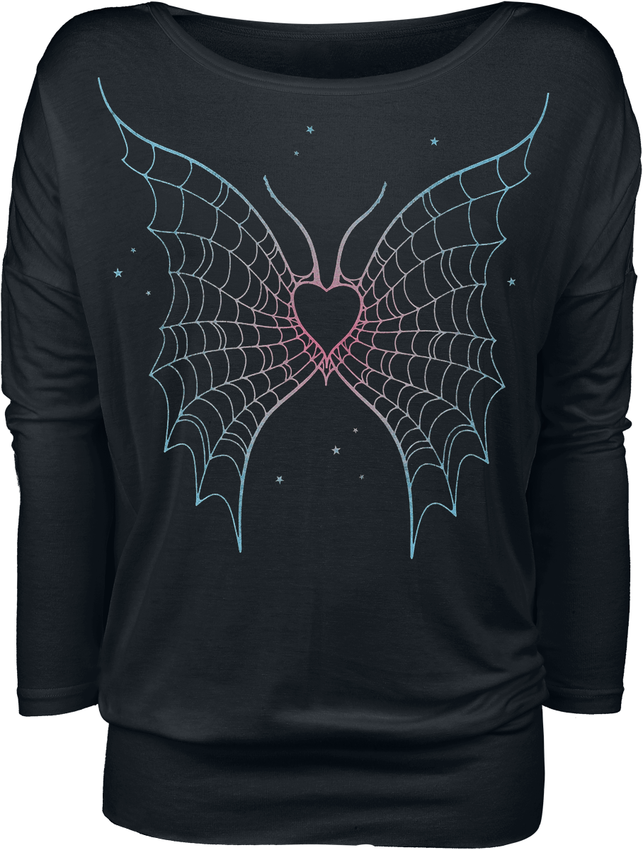 T-shirt manches longues  de Full Volume by EMP - Cœur & Toile d'Araignée - S à XXL - pour Femme - noir - Full Volume by EMP - View 2