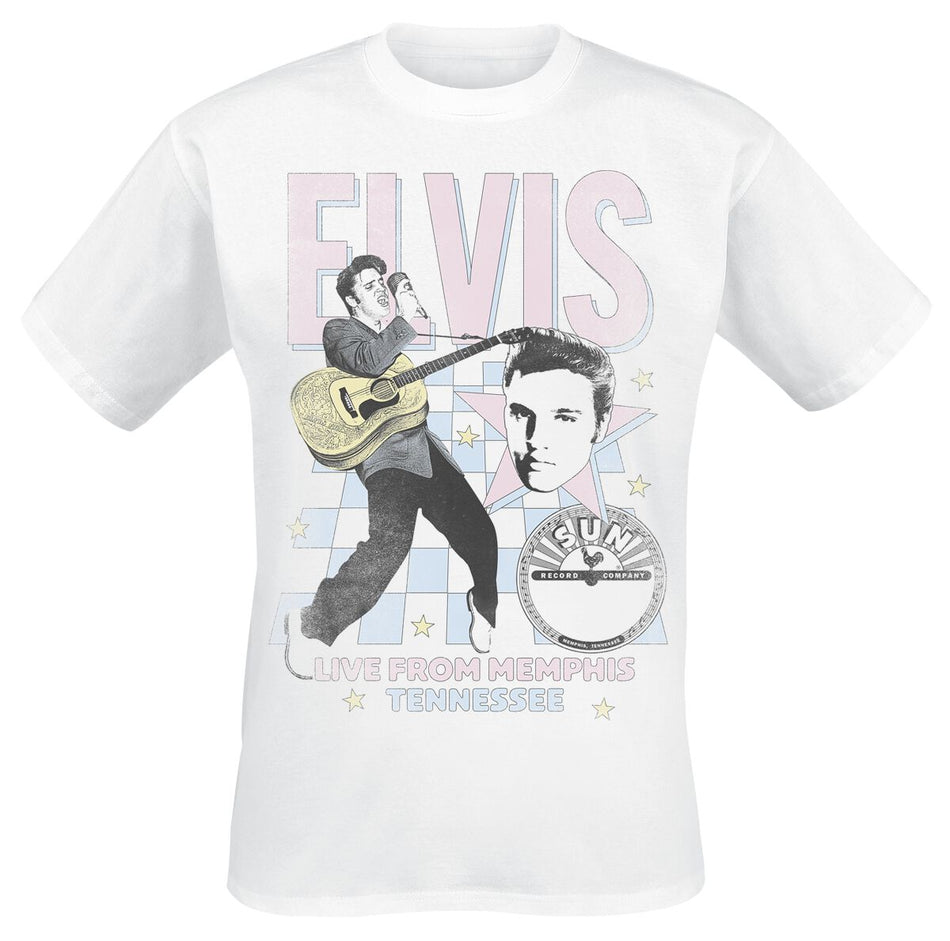 T-Shirt Manches courtes  de Elvis Presley - Live From Memphis - S à XXL - pour Homme - blanc - Elvis Presley