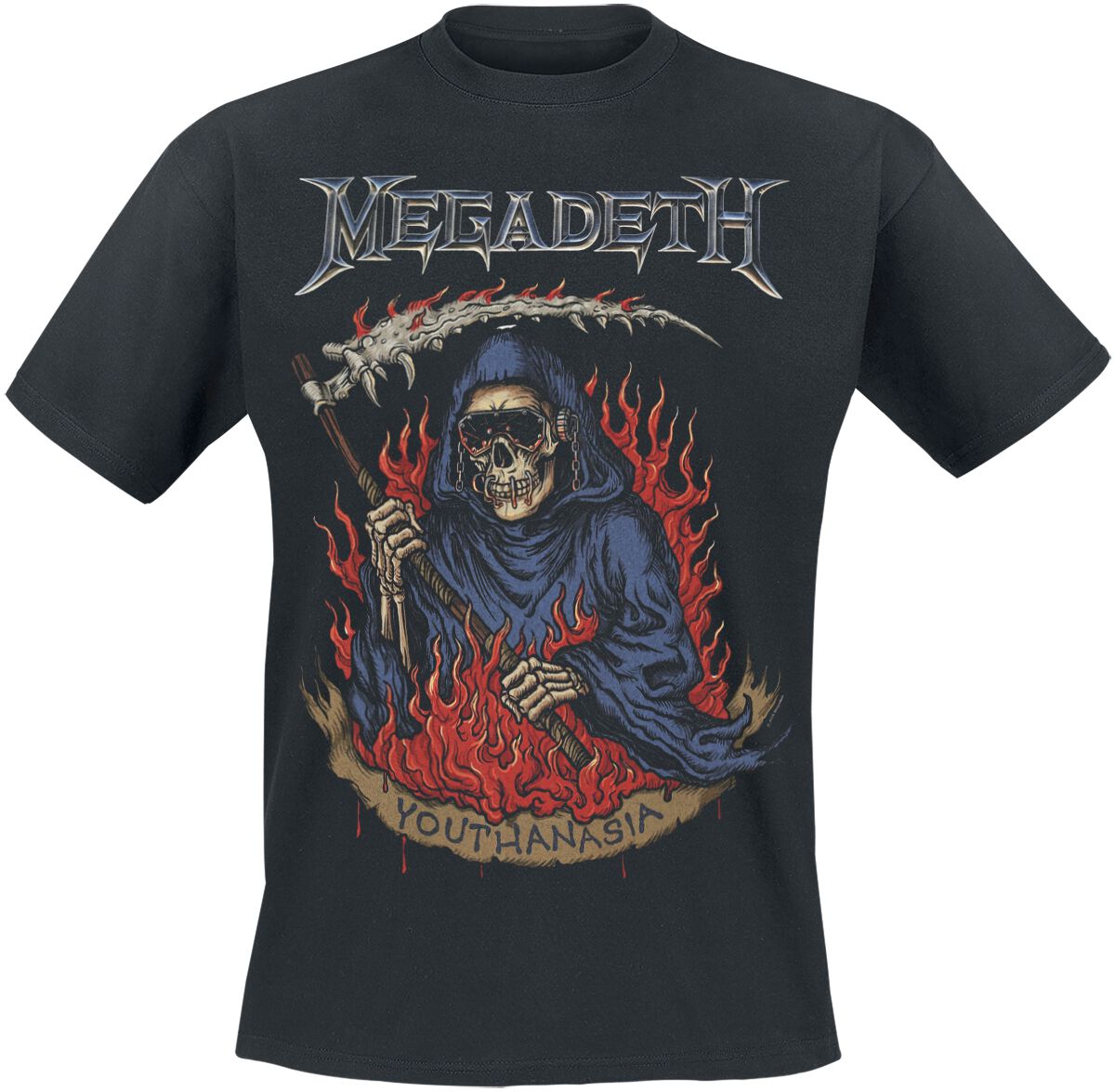 T-Shirt Manches courtes  de Megadeth - Youthanasia Flames - S à 4XL - pour Homme - noir - Megadeth