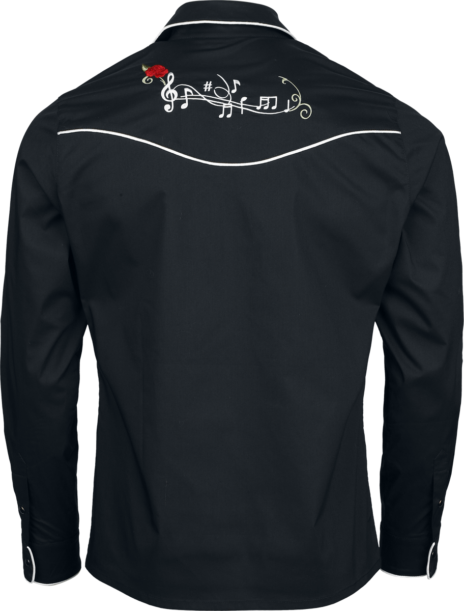 Chemise manches longues Rockabilly de Banned Retro - Rockabilly Bass - M à XXL - pour Homme - noir - Banned Retro - View 2