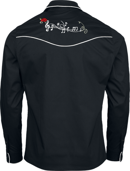 Chemise manches longues Rockabilly de Banned Retro - Rockabilly Bass - M à XXL - pour Homme - noir - Banned Retro - View 2