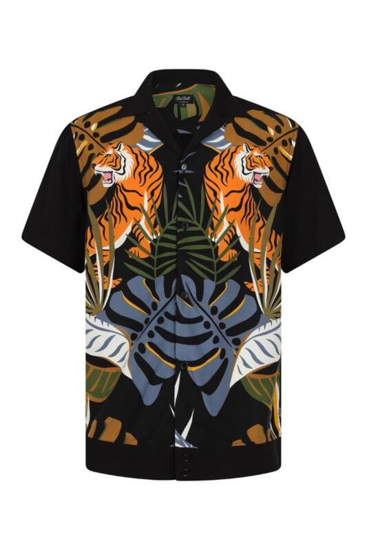 Chemise manches courtes Rockabilly de Chet Rock - Tiger - Chemise - S à M - pour Homme - multicolore - Chet Rock