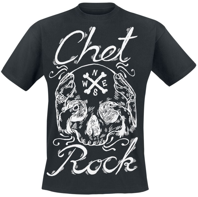 T-Shirt Manches courtes Rockabilly de Chet Rock - Chet Rock Skull Black - M à L - pour Homme - noir - Chet Rock