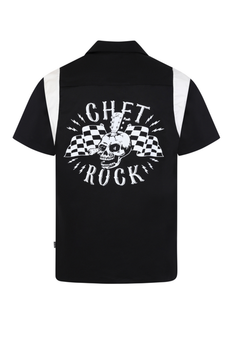 Chemise manches courtes Rockabilly de Chet Rock - Guitar Head Bowling Shirt Black - S à XL - pour Homme - noir - Chet Rock - View 2