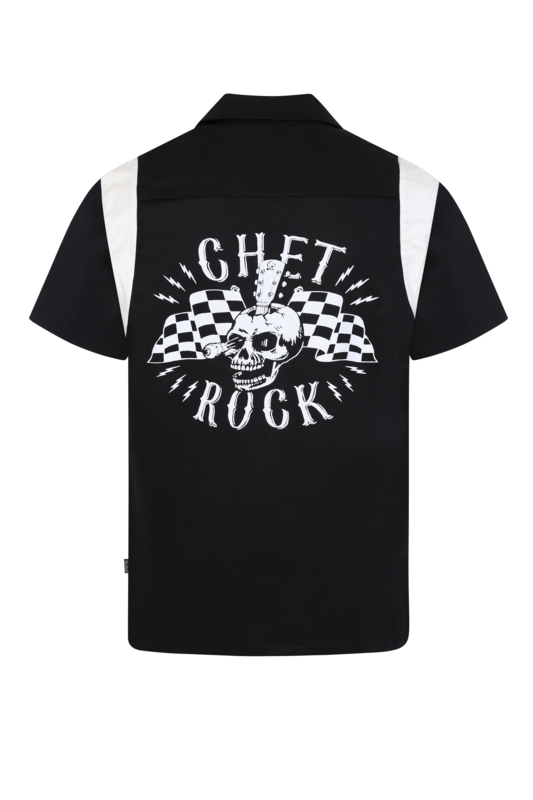Chemise manches courtes Rockabilly de Chet Rock - Guitar Head Bowling Shirt Black - S à XL - pour Homme - noir - Chet Rock - View 2