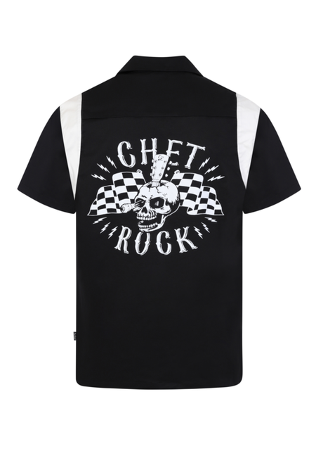 Chemise manches courtes Rockabilly de Chet Rock - Guitar Head Bowling Shirt Black - S à L - pour Homme - noir - Chet Rock - View 2