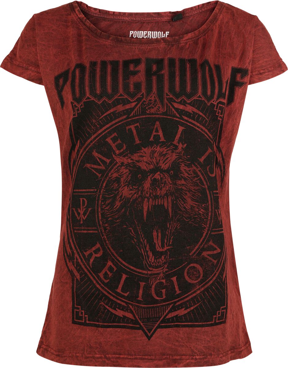 T-Shirt Manches courtes  de Powerwolf - Metal Circle - S à 4XL - pour Femme - rouge - Powerwolf