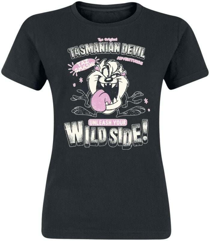 T-Shirt Manches courtes  de Looney Tunes - Taz - Wild Side! - S à XL - pour Femme - noir - Looney Tunes