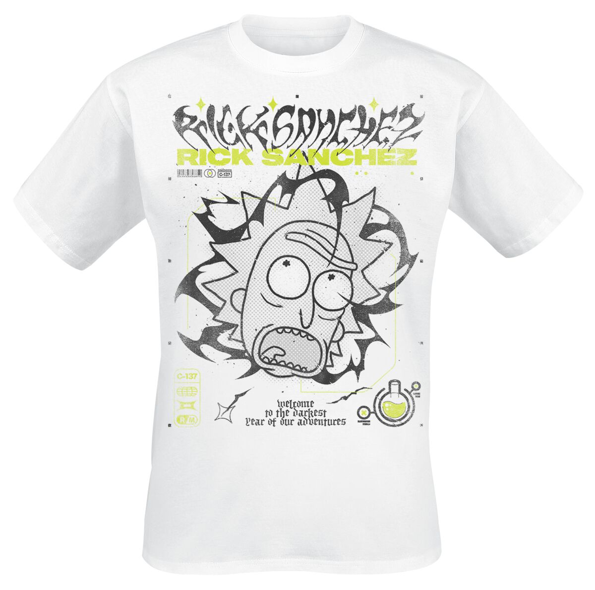 T-Shirt Manches courtes  de Rick & Morty - Darkest Year - S à XXL - pour Homme - blanc - Rick & Morty