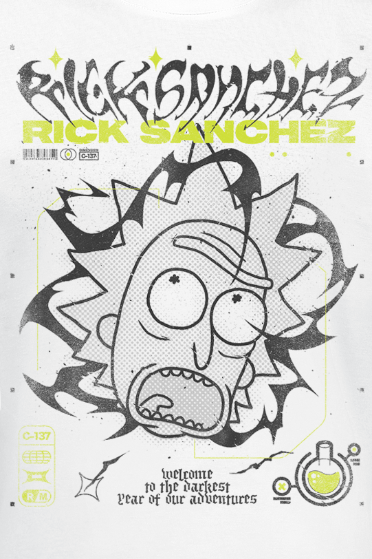 T-Shirt Manches courtes  de Rick & Morty - Darkest Year - S à XXL - pour Homme - blanc - Rick & Morty - View 2