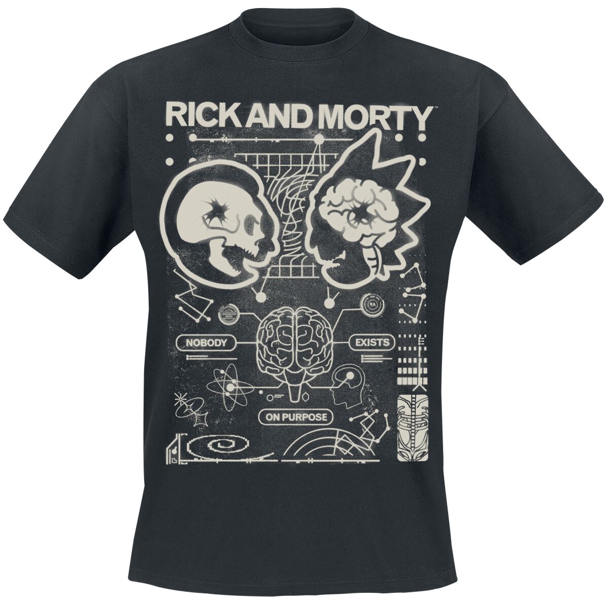 T-Shirt Manches courtes  de Rick & Morty - Nobody Exists On Purpose - M à XL - pour Homme - noir - Rick & Morty