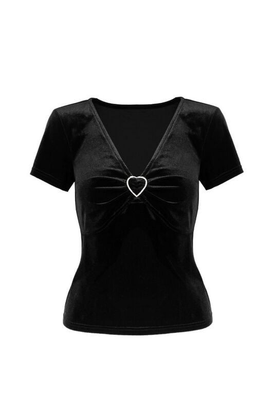 T-Shirt Manches courtes Rockabilly de Hell Bunny - Vendome Top - XS à XL - pour Femme - noir - hell bunny
