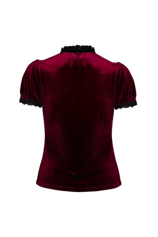 T-Shirt Manches courtes Rockabilly de Hell Bunny - Mourning Top - XS à L - pour Femme - rouge/noir - hell bunny - View 2