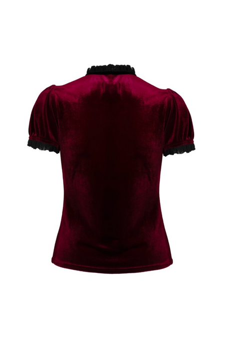 T-Shirt Manches courtes Rockabilly de Hell Bunny - Mourning Top - XS à L - pour Femme - rouge/noir - hell bunny - View 2