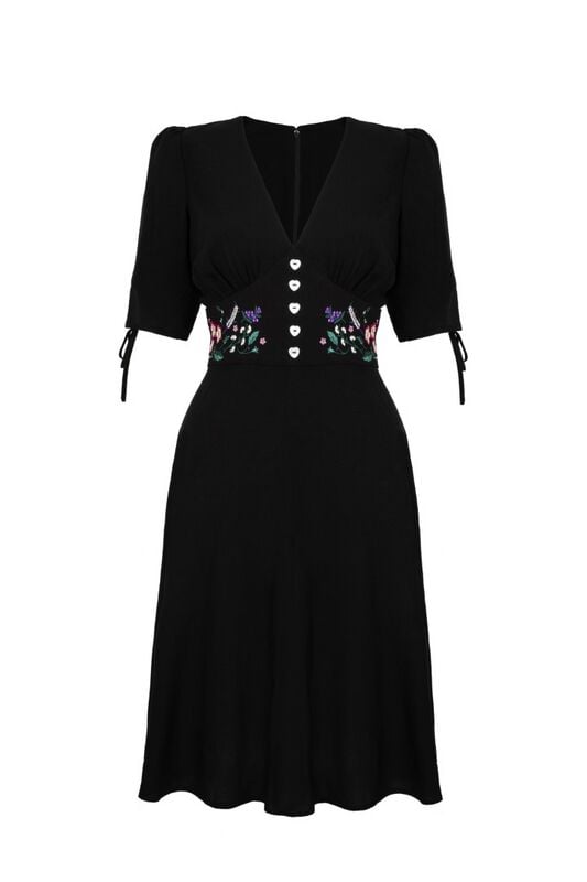 Robe mi-longue Rockabilly de Hell Bunny - Winnie Dress - XS à 4XL - pour Femme - noir - hell bunny