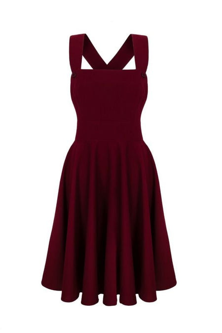 Robe mi-longue Rockabilly de Hell Bunny - Patti Pinafore Dress - XS à 4XL - pour Femme - rouge - hell bunny