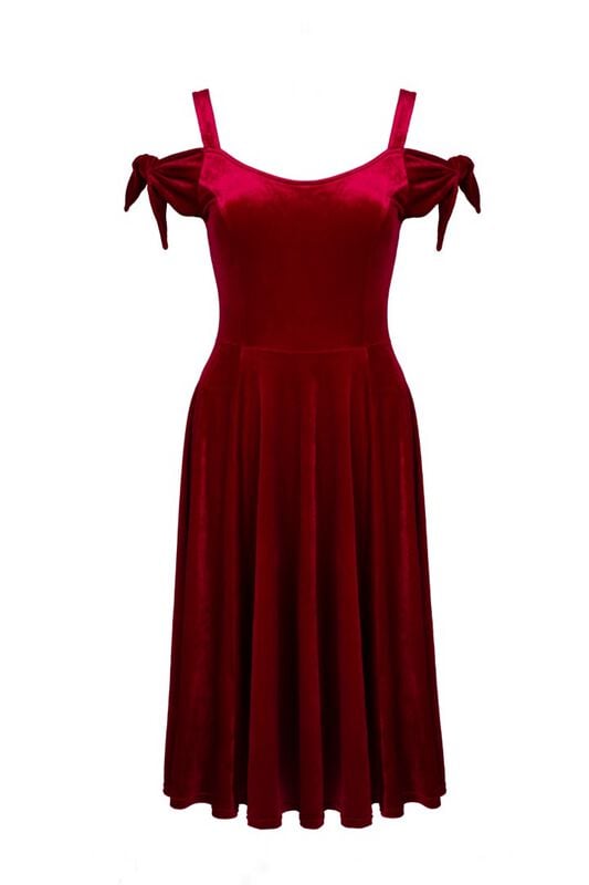 Robe mi-longue Rockabilly de Hell Bunny - Carrie Dress - XS à L - pour Femme - rouge - hell bunny