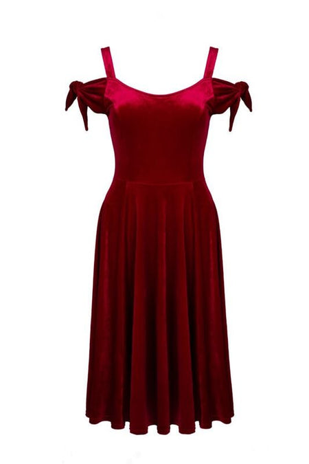 Robe mi-longue Rockabilly de Hell Bunny - Carrie Dress - XS à L - pour Femme - rouge - hell bunny