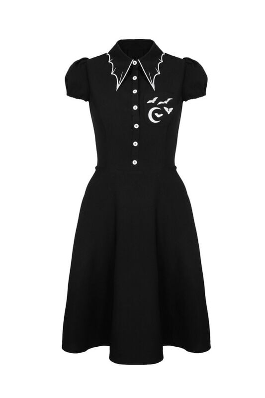 Robe mi-longue Rockabilly de Hell Bunny - Drusilla Dress - XS à XL - pour Femme - noir/blanc - hell bunny