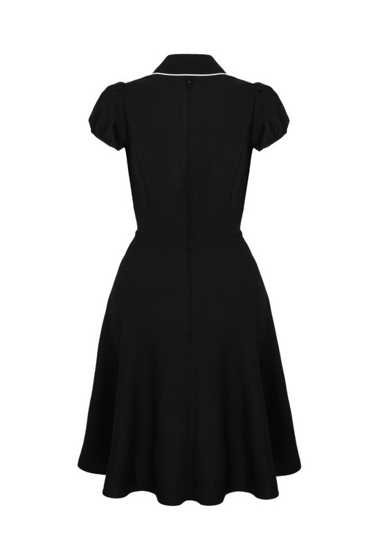 Robe mi-longue Rockabilly de Hell Bunny - Drusilla Dress - XS à XL - pour Femme - noir/blanc - hell bunny - View 2