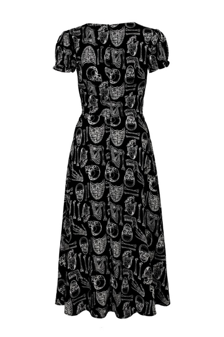 Robe longue Rockabilly de Hell Bunny - Anatomy Dress - XS à L - pour Femme - noir/blanc - hell bunny - View 2