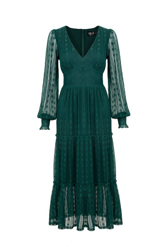 Robe longue Rockabilly de Hell Bunny - Rhianne Dress - XS à M - pour Femme - vert - hell bunny